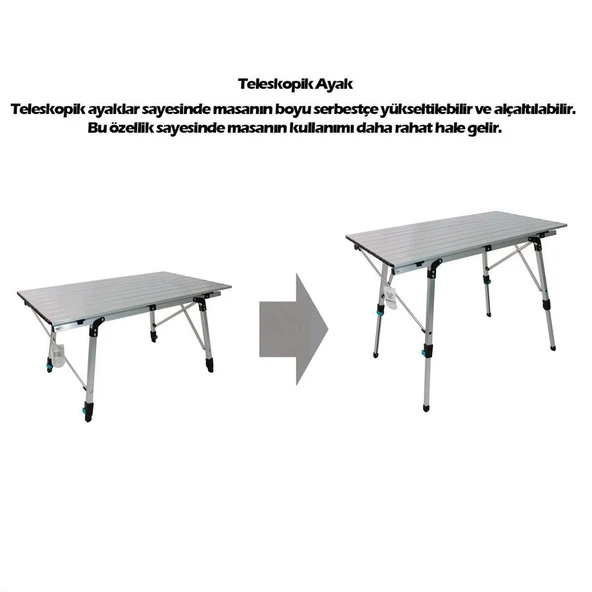 Madfox Moonlite Yükseklik Ayarlı Katlanır Kamp Masası - 4
