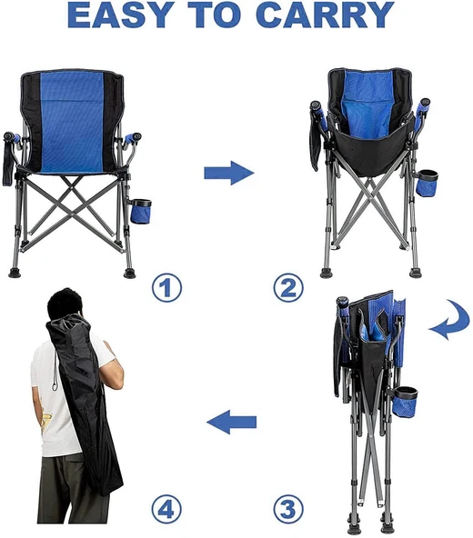 Madfox Roxy Katlanır Kamp Sandalyesi SİYAH-MAVİ - 5
