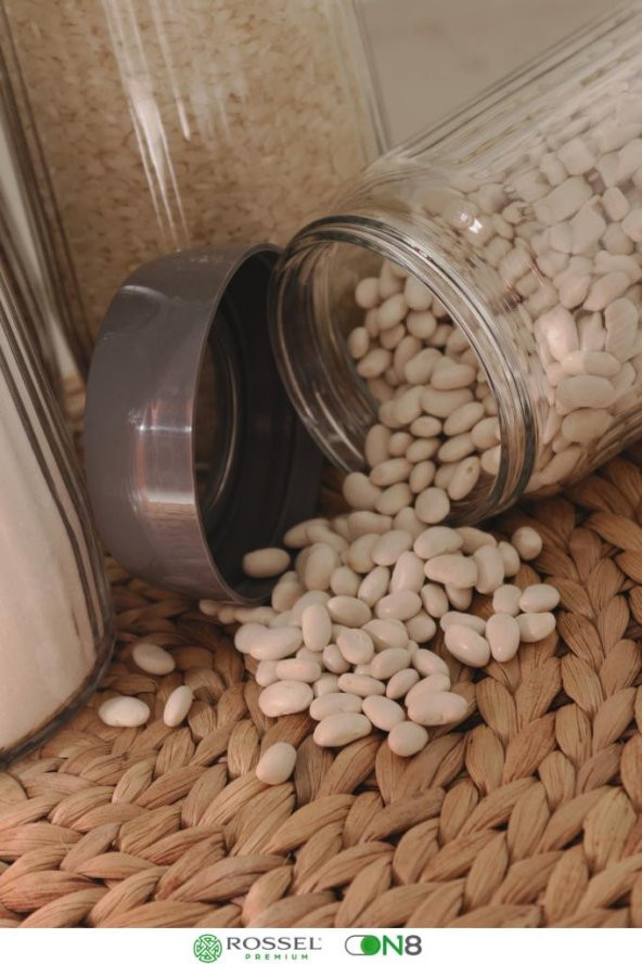 Rossel Premium Alin 12 adet Cam Kavanoz-Saklama Kabı 1500 ml Gri - 2