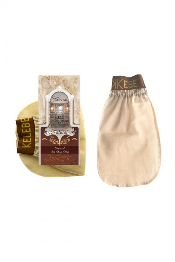 KELEBEK KESE HAKİKİ KOZA IPEĞİNDEN LASTİKLİ BANYO KESESİ İPEK KESE LASTİKLİ