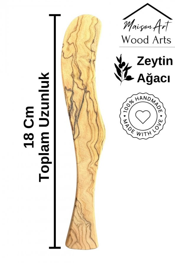 Zeytin Ağacı Tereyağ Bıçağı | 1 Adet El Yapımı Ahşap Tereyağ Süreceği - 3