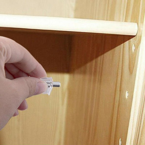 Raf Pimi Şeffaf Cam Ahşap Metal Raf Tutucu Çivisi Mobilya Dolap Pimi (50 ADET) - Resim 5