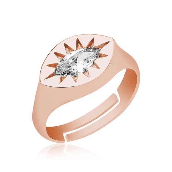 ​Lucky Life 925 Ayar Gumuss  Ayarlanabilir Rose Kuzey Yıldızı Şovalye Yüzük