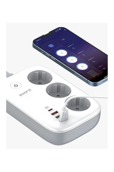 SWORD Wı-fı Akıllı Çoklu Priz SW-3PU1C