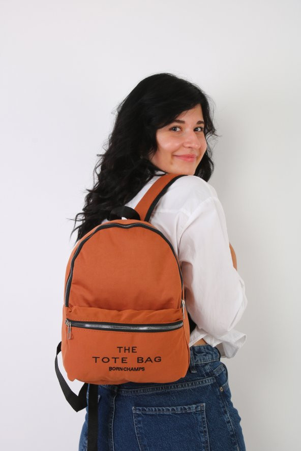 Soobepark 2 Bölmeli Kanvas Kumaş Unisex Okul Spor Günlük Fermuarlı Sırt Çantası Taba - 2