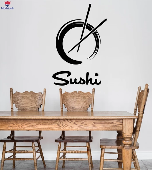 Dekorasyon Cam Duvar Sticker Sushi Restaurant Logo Daire Enso Etiketler