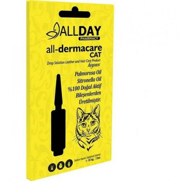 Allday Kedi Bitkisel Dış Parazit Koruyucu 1-10 Kg 2 Ml