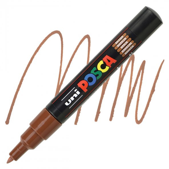 Uni Posca 0.7 Su Bazlı Poster Markörü  Kahverengi (Brown) Pc-1m - 2