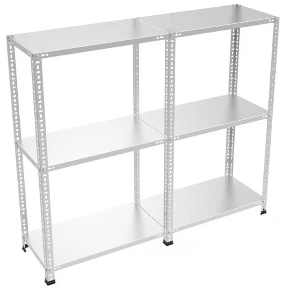 3 Katlı Duble Galvaniz Çelik Raf - Depo, Arşiv, Kiler, Dosya, Market Rafı, Civatalı Raf Sistemi  31x93 50 cm 1.00 mm