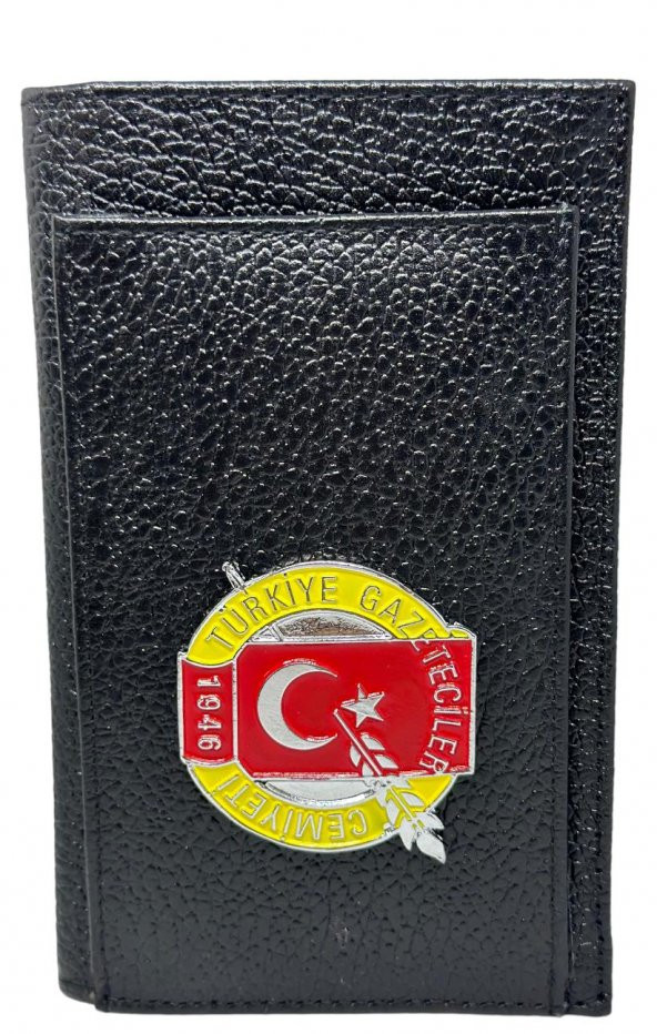 GAZETECİLER CEMİYETİ ROZETLİ HAKİKİ DERİ NOTLUK CÜZDAN