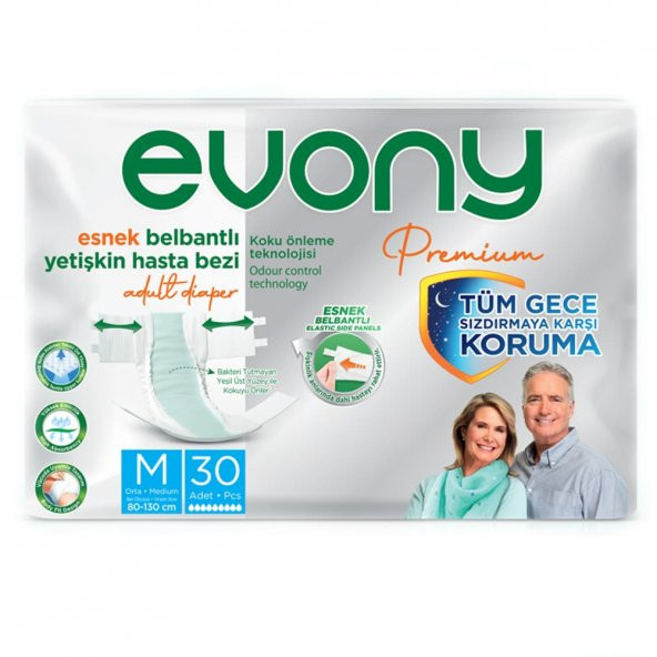 Evony Premium Esnek Bel Bantlı Yetişkin Hasta Bezi Medium 30lu Paket
