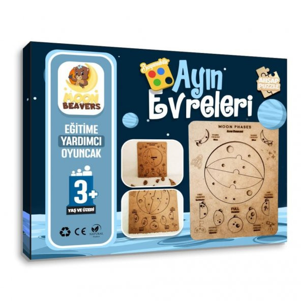 Moon Beavers Ayın Evreleri Phases Moon Ahşap Puzzle 83010,Okula (Fen Bilimleri) Katkı Sağlayan Ahşap Sağlıklı Oyuncak - 2