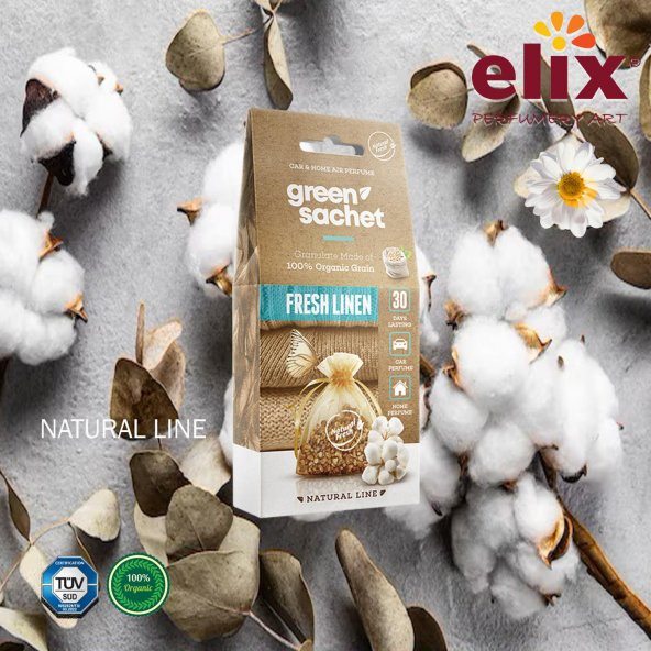 ELIX Natural Ahsap Granüllere Emdirilmis Özel Aromali Koku - Taze Keten - 3