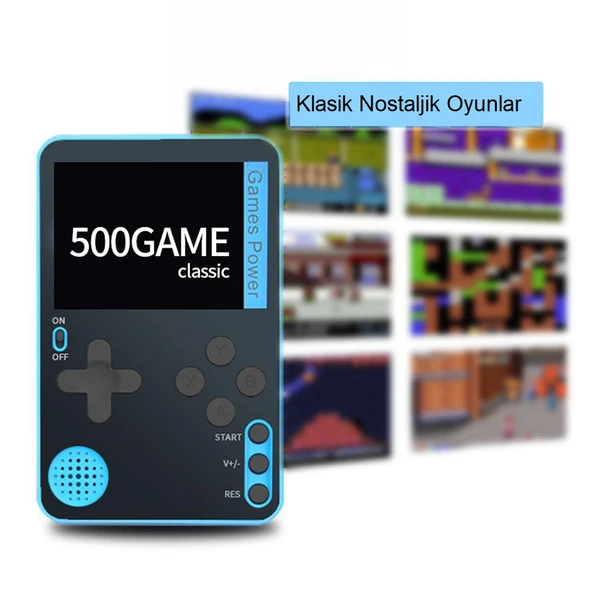 TriLine Retro Klasik 500 Oyun 2.4 inç Renkli LCD Ekran 6.5mm Slim Kasa Taşınabilir El Atarisi - 6