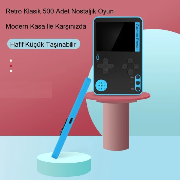 TriLine Retro Klasik 500 Oyun 2.4 inç Renkli LCD Ekran 6.5mm Slim Kasa Taşınabilir El Atarisi - 3