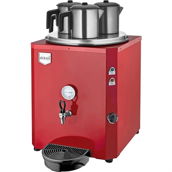 Remta Otomatik Su Alma 40 Litre Üç Demlikli Çay Kazanı Makinesi Kırmızı