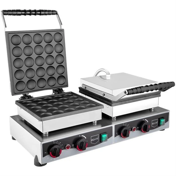 Remta Çiftli Kapaklı Yuvarlak Bubble Pankek Makinesi Elektrikli ürün görseli 1