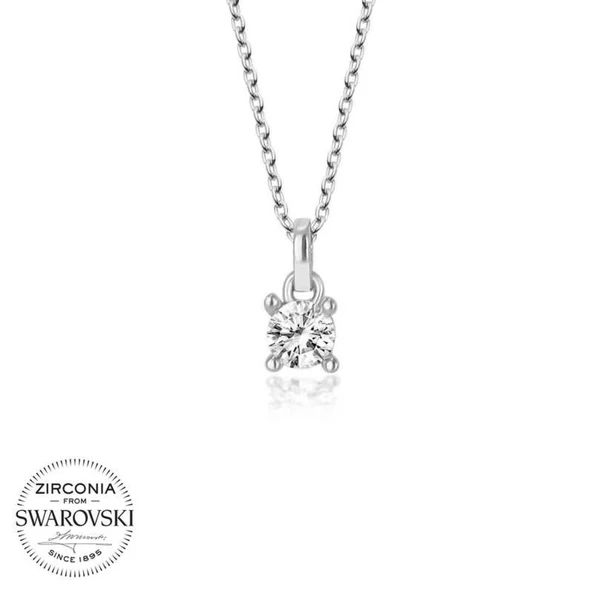 Swarovski Taşlı Lucky Life 925 Ayar Gumuss  Tektaş Bayan Kolye - 1