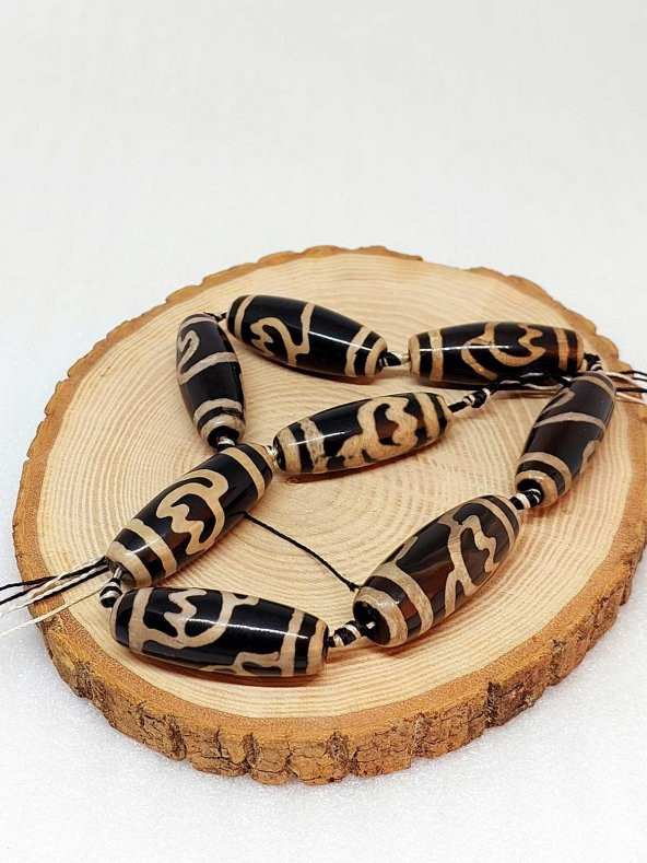 Tibet Akik Taşı Silindir Kesim 15x41mm/adet (39140-1) - Resim 3