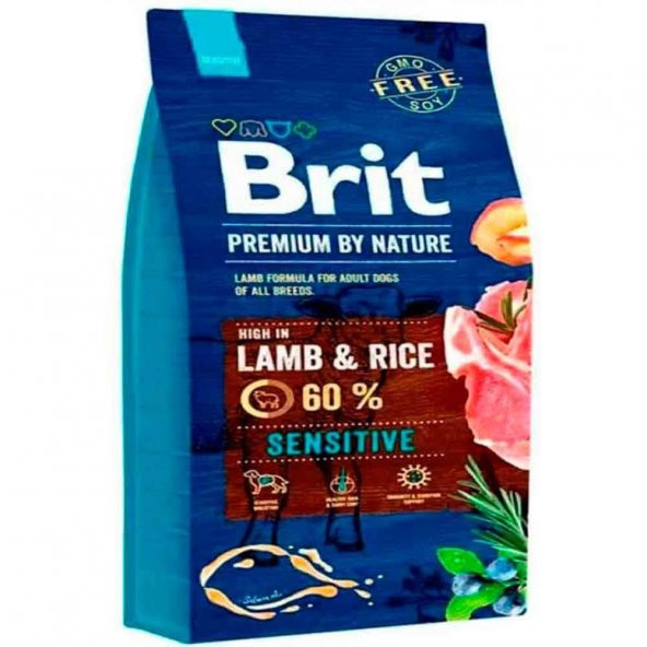 Brit Premium Nature Sensitive Kuzulu ve Pirinçli Yetişkin Köpek Maması 15 Kg