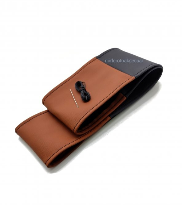 Universal Kamyon Tır Dikmeli Direksiyon Kılıfı İki Renkli Kahve-Siyah ( 45×10.5CM  ) - 2