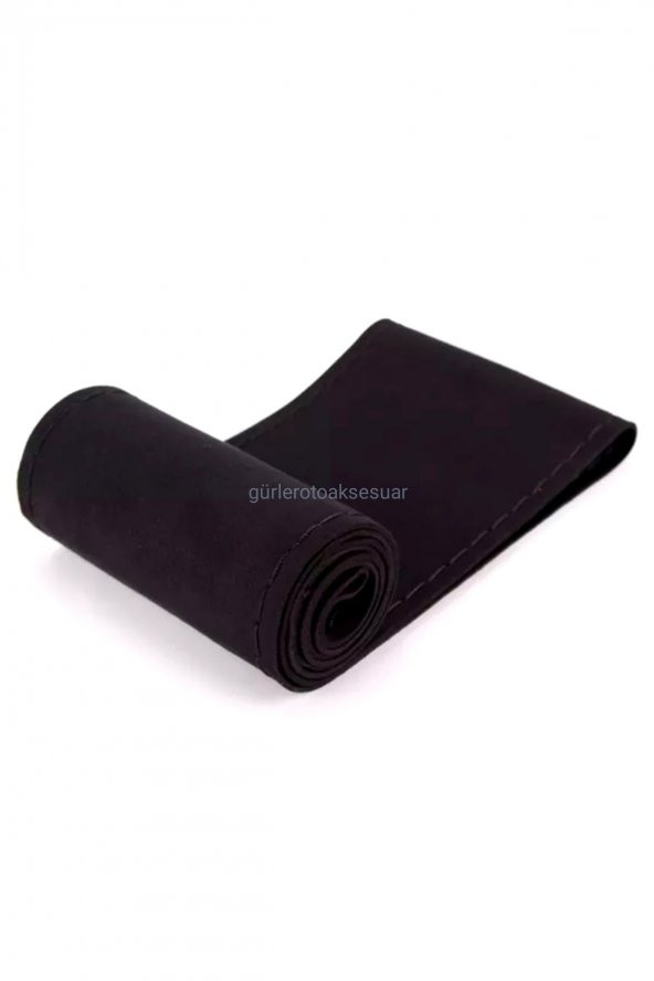 Universal Kamyon Tır Dikmeli Deri Direksiyon Kılıfı Nubuk Alkantra Siyah Ipli 45×10.5cm ürün görseli 1