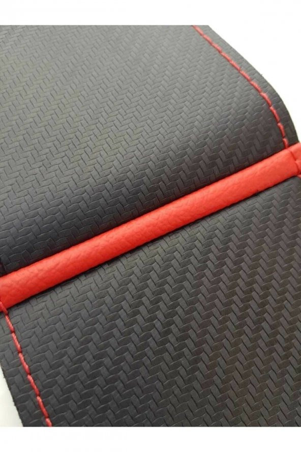 Opel Corsa D Uyumlu Dikmeli Direksiyon Kılıfı Alkantara Karbon Kırmızı - Resim 2