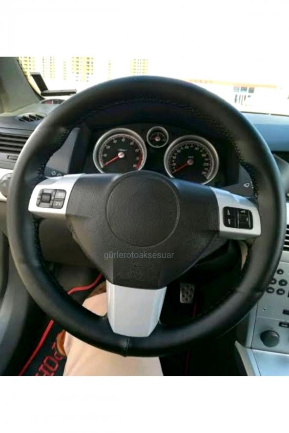 10 Adet Universal Deri Dikmeli Direksiyon Kılıfı Soft Siyah Deri-siyah Ipli 38-10cm - Resim 2