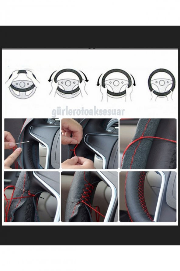 Nissan Note Uyumlu Dikmeli Direksiyon Kılıfı Noktalı-Alkantara Siyah - 4