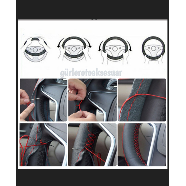 Dikmeli Direksiyon Kılıfı Noktalı-Soft Siyah Opel Astra J kasa Uyumlu - 4