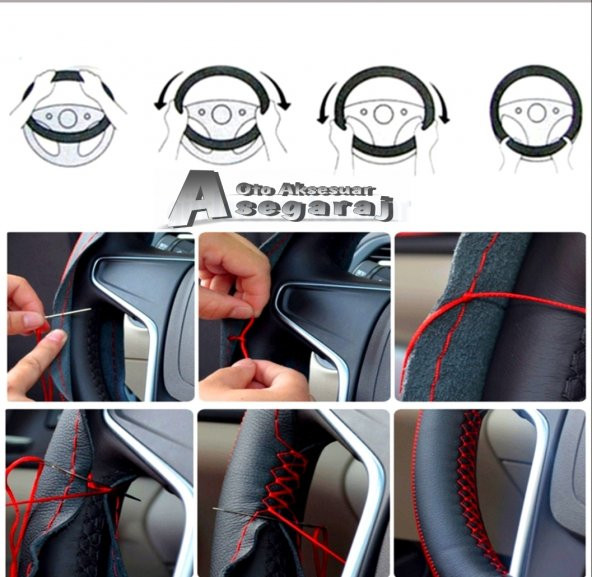 VW Golf 4 Uyumlu Dikmeli Direksiyon Kılıfı Noktalı-Alkantara Mavi Yüzüklü ürün görseli 1