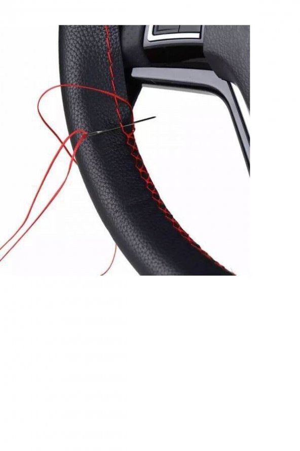 Vw Caddy Uyumlu (2010-2021) Dikmeli Direksiyon Kılıfı Siyah Soft Lüx Kırmızı Dikişli ürün görseli 1