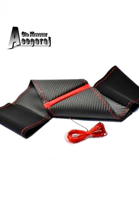 Focus (2006 -2009) Uyumlu Dikmeli Direksiyon Kılıfı Carbon Alkantra Kırmızı Yüzüklü ürün görseli