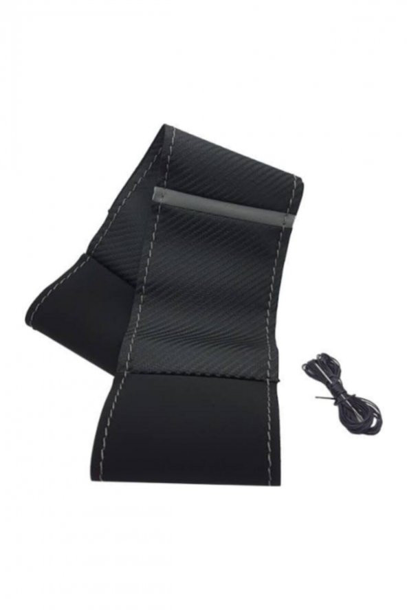 Vw Passat B6 Uyumlu Direksiyon Kılıfı Karbon Alkantra Gri Yüzüklü Gri Ipli ürün görseli 1