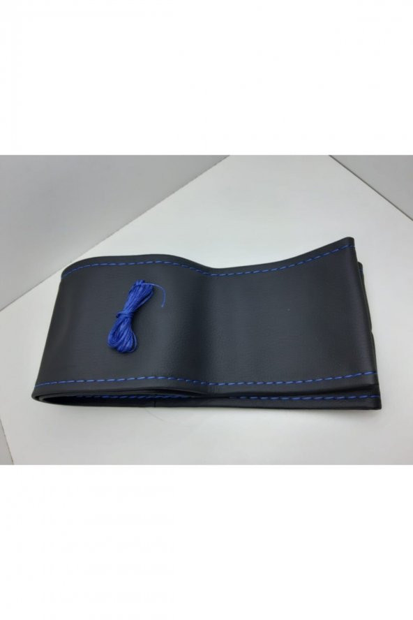 Universal Dikmeli Direksiyon Kılıfı Mavi Ipli 37-39cm Çap-10cm Kalınlık - 3