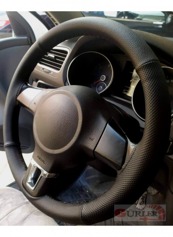Opel Corsa C Kasa Uyumlu Dikmeli Direksiyon Kılıfı Noktalı-Soft Siyah ( 38-10.5CM ) - 2