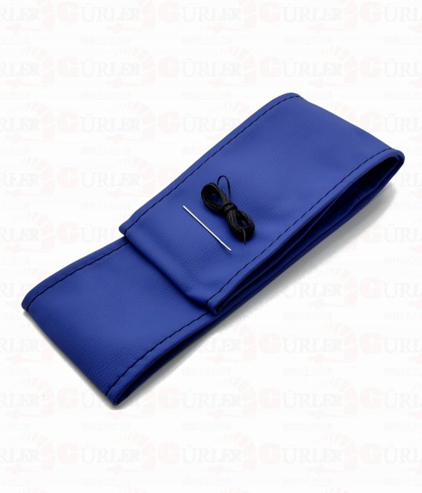 Mavi Renk Dikmeli Direksiyon Kılıfı Mavi Deri-Siyah İpli Esnek Kokusuz Standart ( 38-10CM ) - 2