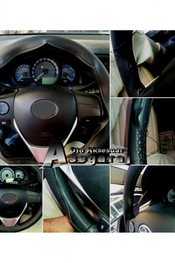 Seat Leon Uyumlu (2013-2020) Dikmeli Direksiyon Kılıfı Soft Siyah İpli( 38cm×10.5cm ) - 3
