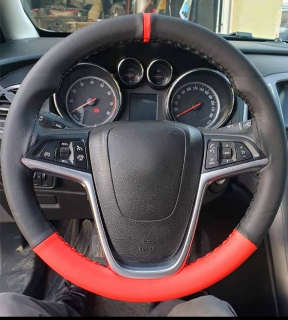 Vw Polo 2017 >Uyumlu Dikmeli Direksiyon Kılıfı İki Renkli Kırmızı Yüzüklü - 2