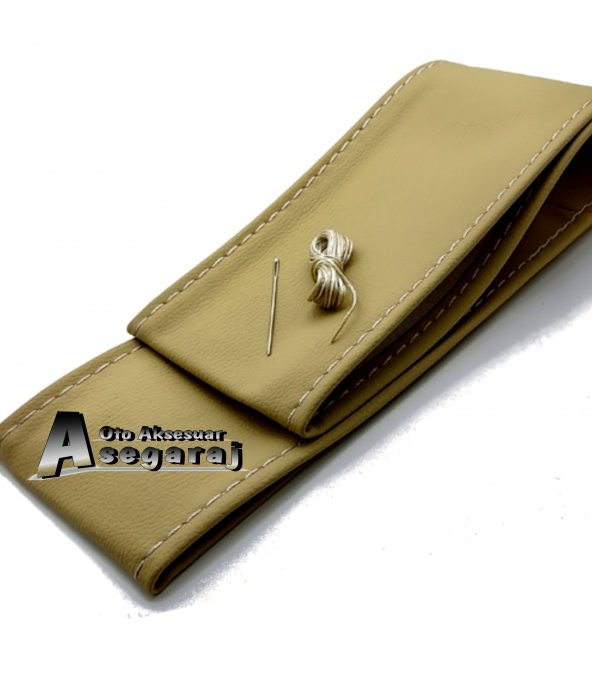 Vw Polo 2017>Uyumlu Dikmeli Direksiyon Kılıfı Esnek Kokusuz Bej Renk ( 38×10.5CM ) ürün görseli 1