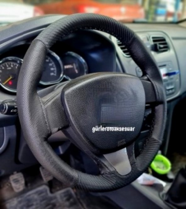 Renault Symbol 3 2013> Uyumlu Dikmeli Direksiyon Kılıfı Dikmeli Noktalı-Karbon Siyah ( 38×10.5CM ) - Resim 3