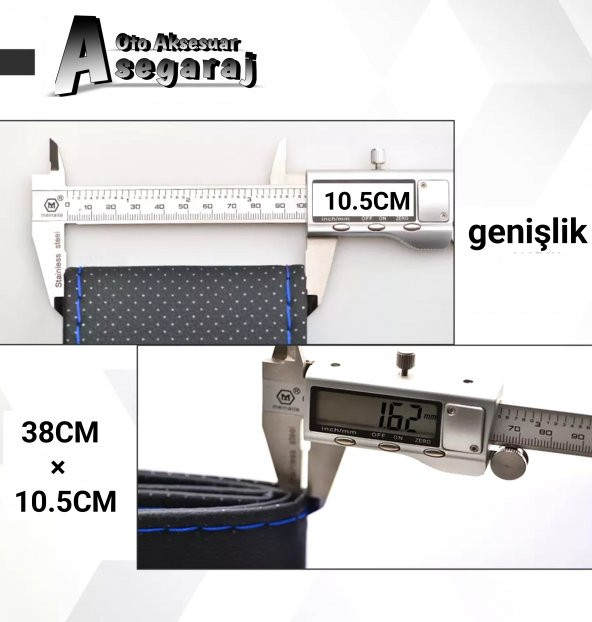 Audi A5 Uyumlu Dikmeli Direksiyon Kılıfı Noktalı Siyah Deri-kırmızı Ipli ( 38cm×10.5cm ) - 4