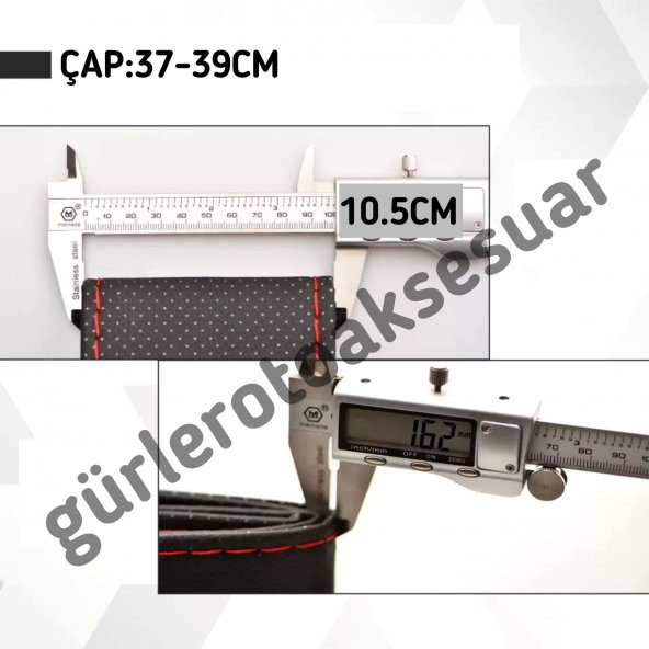 Vw Golf 7 Uyumlu Dikmeli Direksiyon Kılıfı Carbon Desenli Alkantra Serisi Kırmızı Yüzüklü - 3