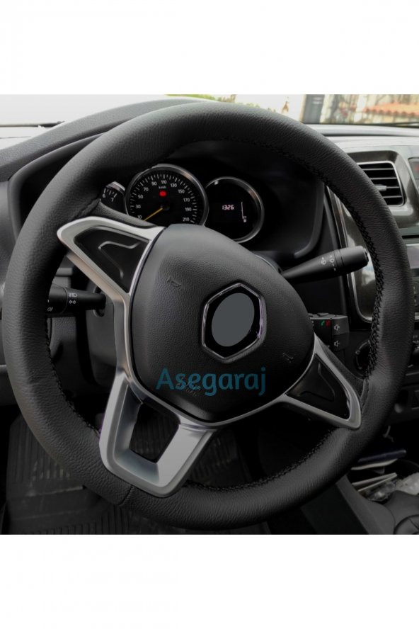 Renault Clio4 Uyumlu 2013-2021 Dikmeli Direksiyon Kılıfı Soft Siyah Ipli (38×11cm)