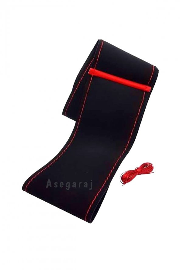 Fiat Punto Uyumlu Dikmeli Direksiyon Kılıfı Nubuk Alkantra Kırmızı Yüzüklü - Resim 3