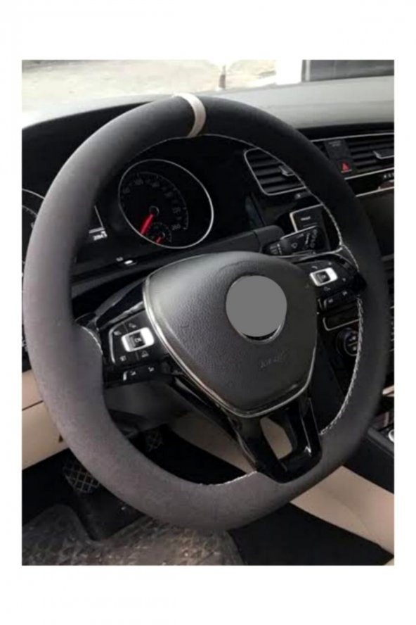 Universal Alkantara Dikmeli Direksiyon Kılıfı Soft Gri Yüzüklü - Resim 2