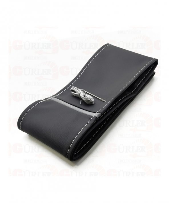 Universal Dikmeli Deri Direksiyon Kılıfı Soft Gri Yüzüklü Esnek Kokusuz 37-39cm - 3