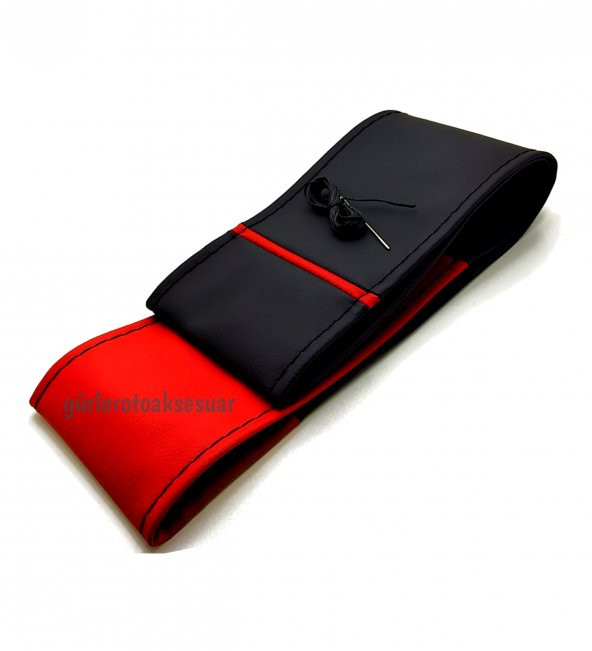 Fiat Punto Uyumlu Dikmeli Direksiyon Kılıfı İki Renkli Kırmızı Yüzüklü ürün görseli 1