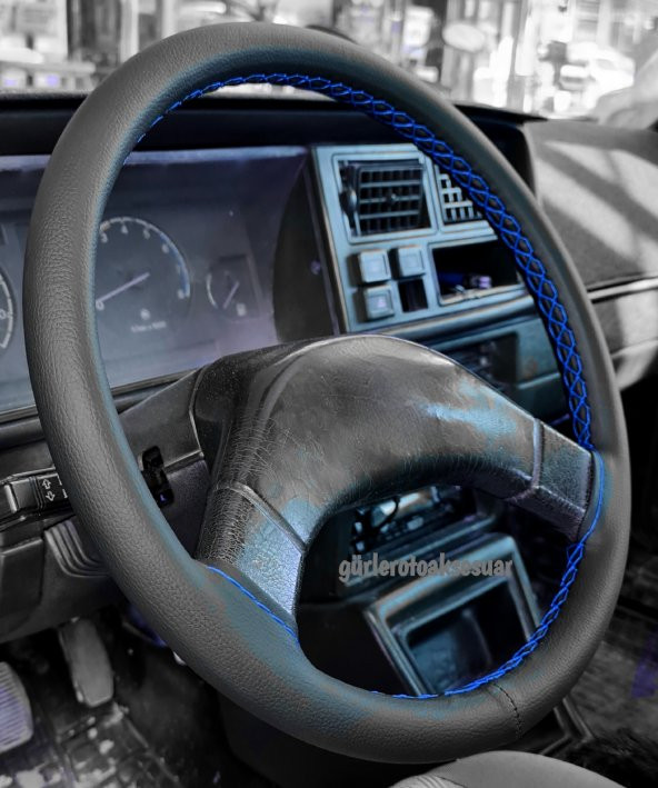 Skoda Favorit Uyumlu Dikmeli Direksiyon Kılıfı Soft Mavi İpli ( 38×9CM ) ürün görseli 1