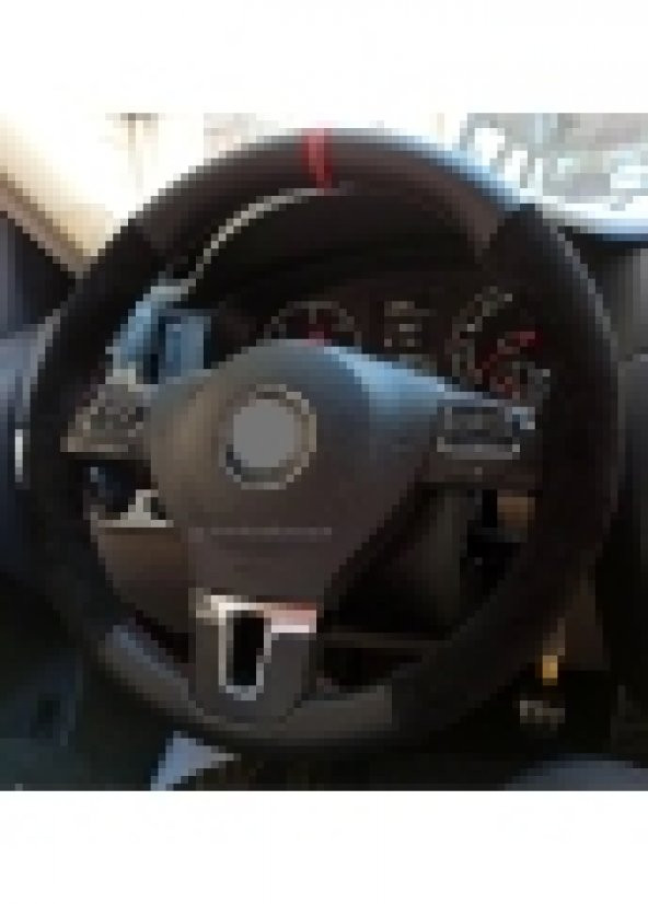 Vw Caddy 2004 2020 Uyumlu Alkantara-karbon Kırmızı Yüzüklü Direksiyon Kılıf - Resim 2